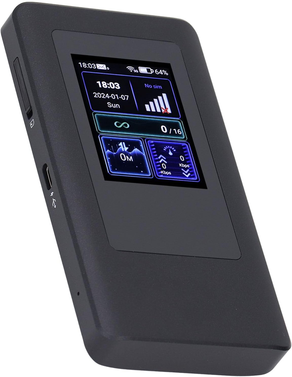 5G Wif 6 Portable Hotspot, 2.4GHz 5.8GHz 2.4 Inch LCD Screen, 16 Devices Simultaneous Connection, IP54 Waterproof, 4000mAh Battery, Nano SIM Card Slot, for Travel