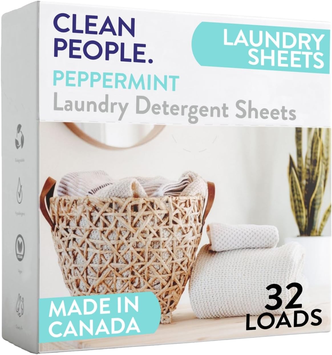 Clean People Laundry Detergent Sheets - Recyclable Packaging, Hypoallergenic, Stain Fighting - Ultra Concentrated, Laundry Soap - Fresh Scent, 96 Pack