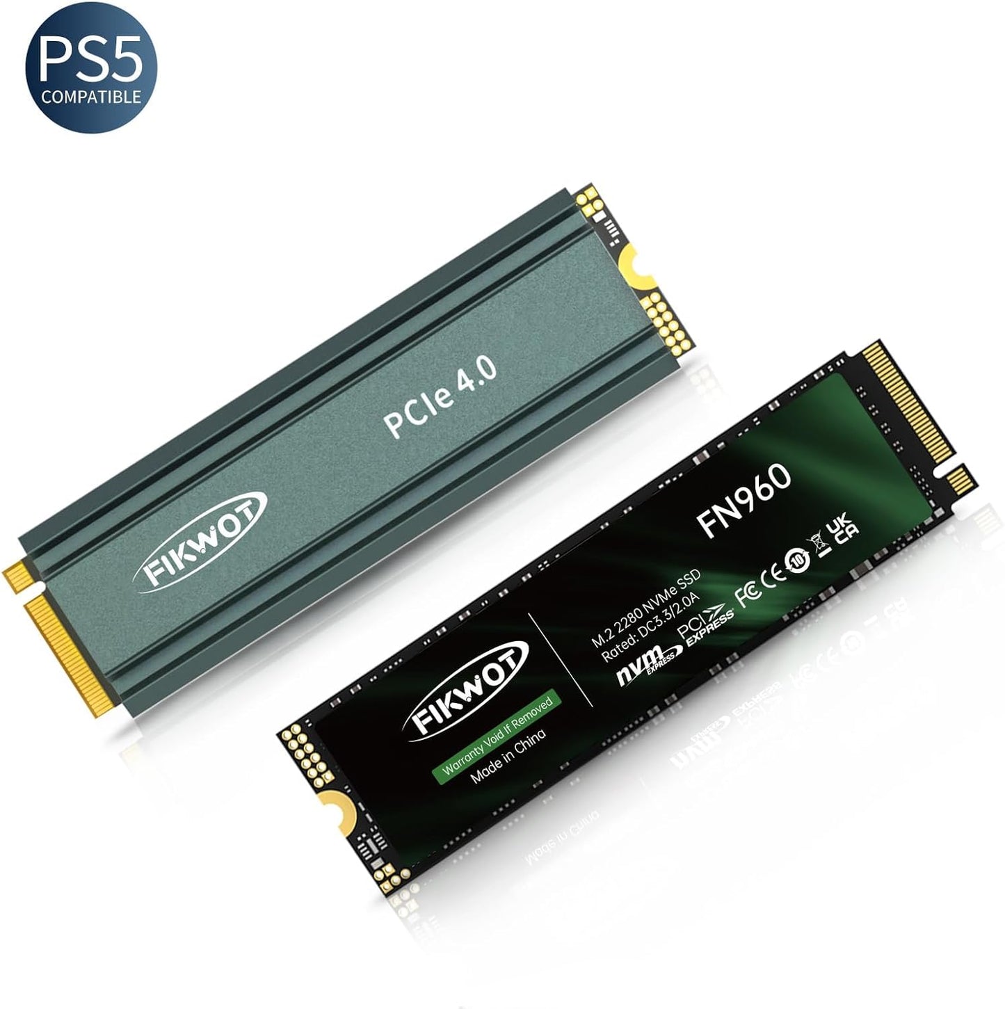 Fikwot FN970 2TB M.2 2280 PCIe Gen4 x4 NVMe 1.4 Internal Solid State Drive with Heatsink - Speeds up to 7,400MB/s, Configure DRAM Cache, Compatible PS5 Internal SSD