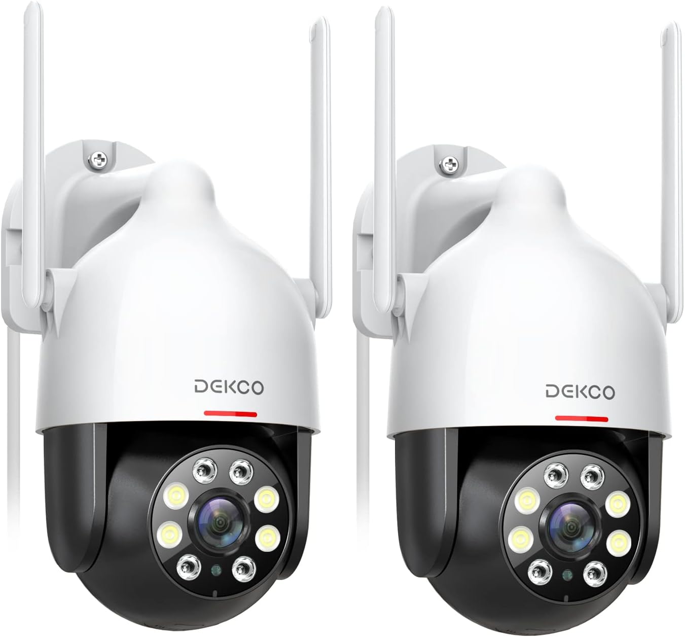 DEKCO 2K Outdoor Security Camera with 360 Degree Pan-Tilt Motion Tracking, Home Camera Surveillance Exterieur, WiFi Camera, Full Color Night Vision Sound-Light Alarm, 2-Way Audio, Waterproof