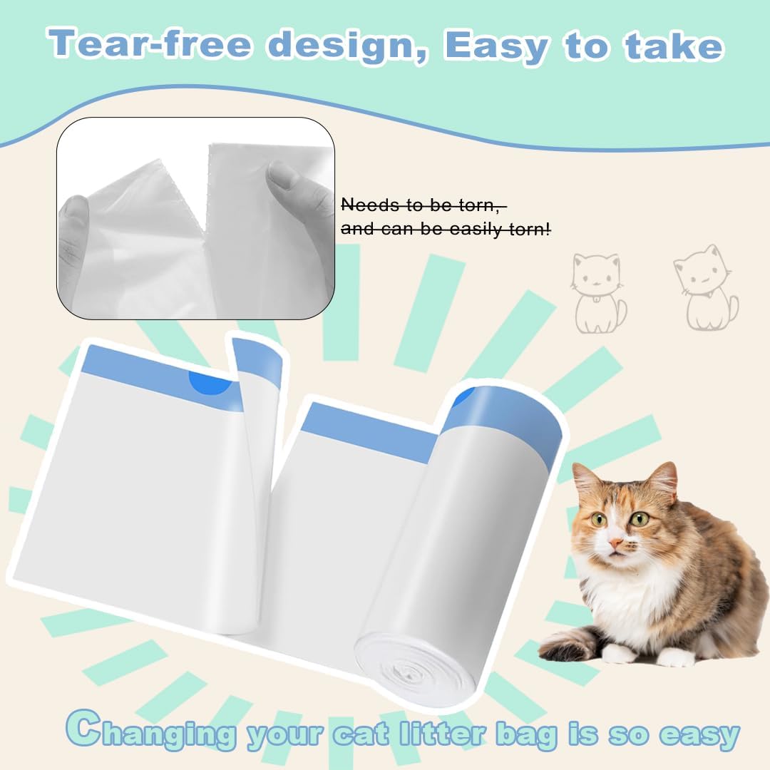 Rastalola Official® 120 Pack Cat Litter Bags with Drawstring, Compatible with Litter Robot 3 & 4, 10-12 Gallons (Sold by Ameroliy-US Store)