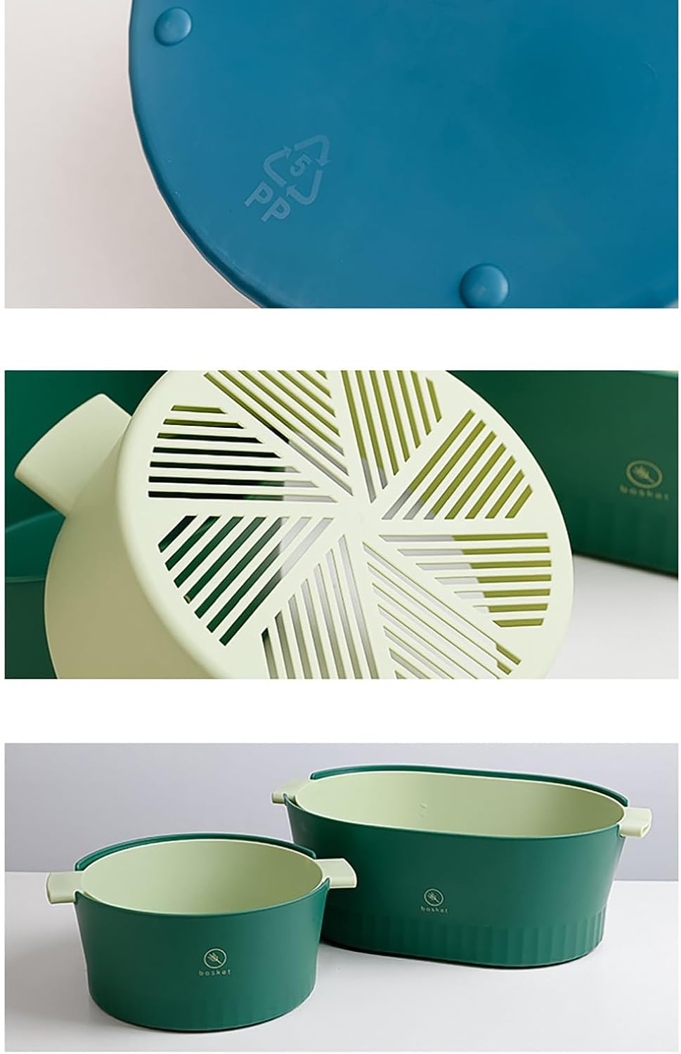 Kitchen Washbas Food Strainer Drain Basket Rotating Drainer Double-Layer Basin Vegetable Fruit Washing Strainer