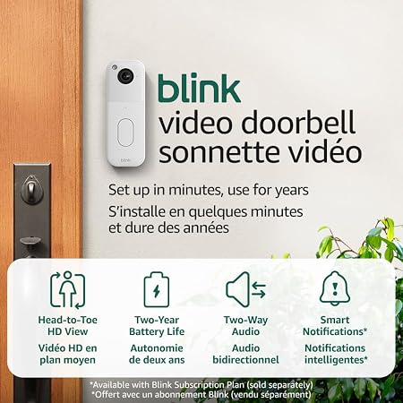 All-new Blink Video Doorbell + Outdoor 4 XR – Wireless smart security cameras, two-year battery life, go up to 400 feet from your home with extended range. Sync Module XR included.