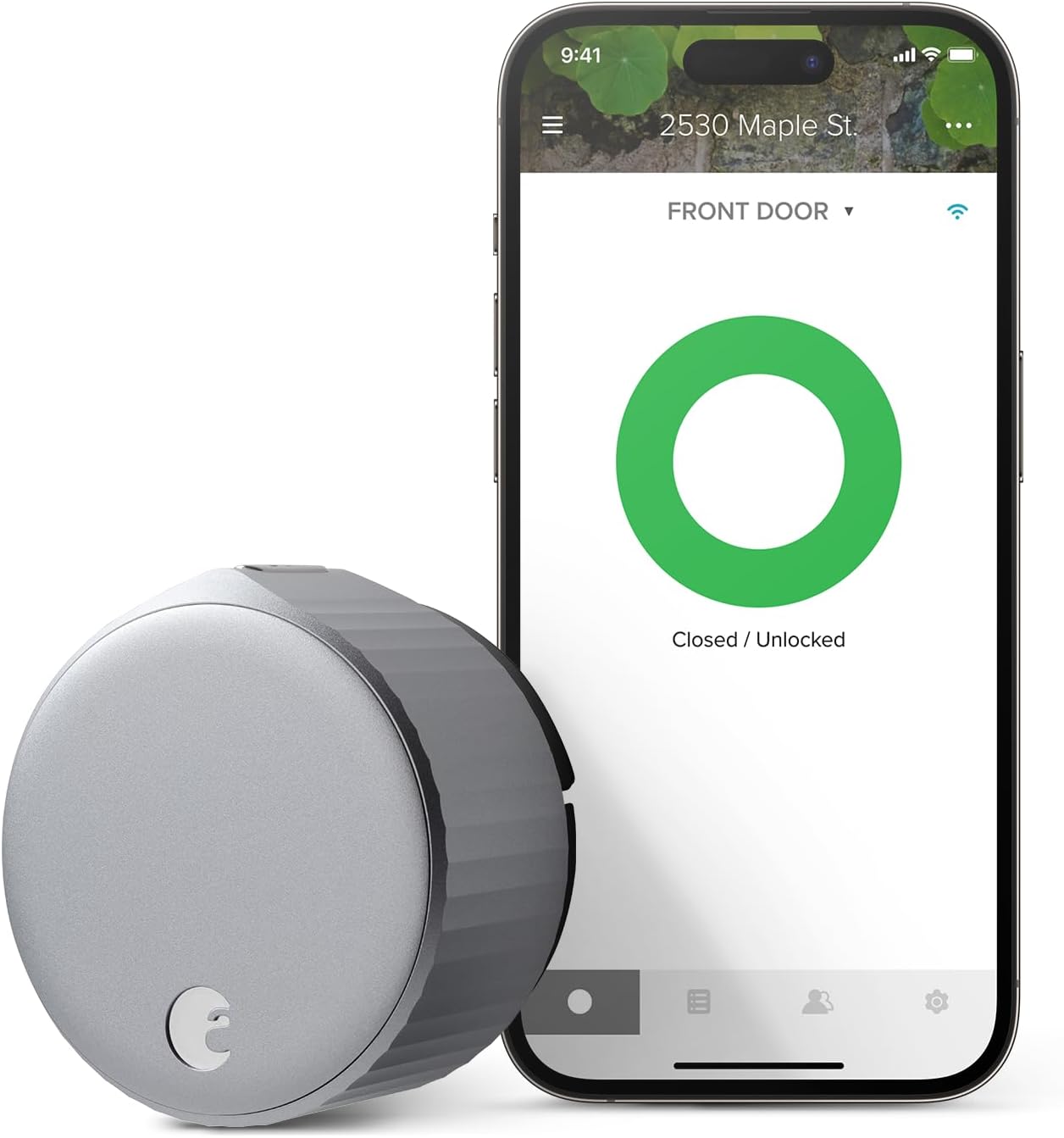 August Home, Silver Wi-Fi Connected Smart Keyless Entry Door Lock, Electronic Door Lock Fits Your Existing Deadbolt in Minutes, AUG-SL05-M01-S01