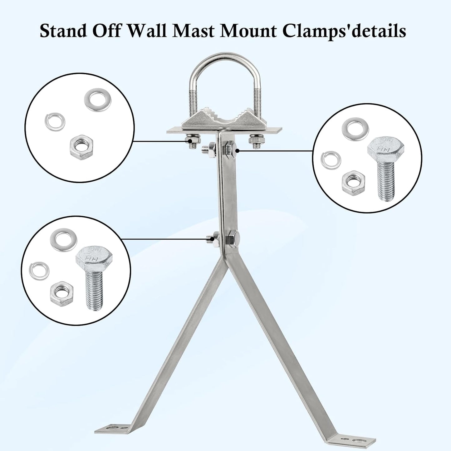XRDS-RF 16 Inch Heavy-Duty Wall Mount Stand Off Mast for TV Antenna - Windproof Mounting Bracket (2-Leg + 2-Leg)