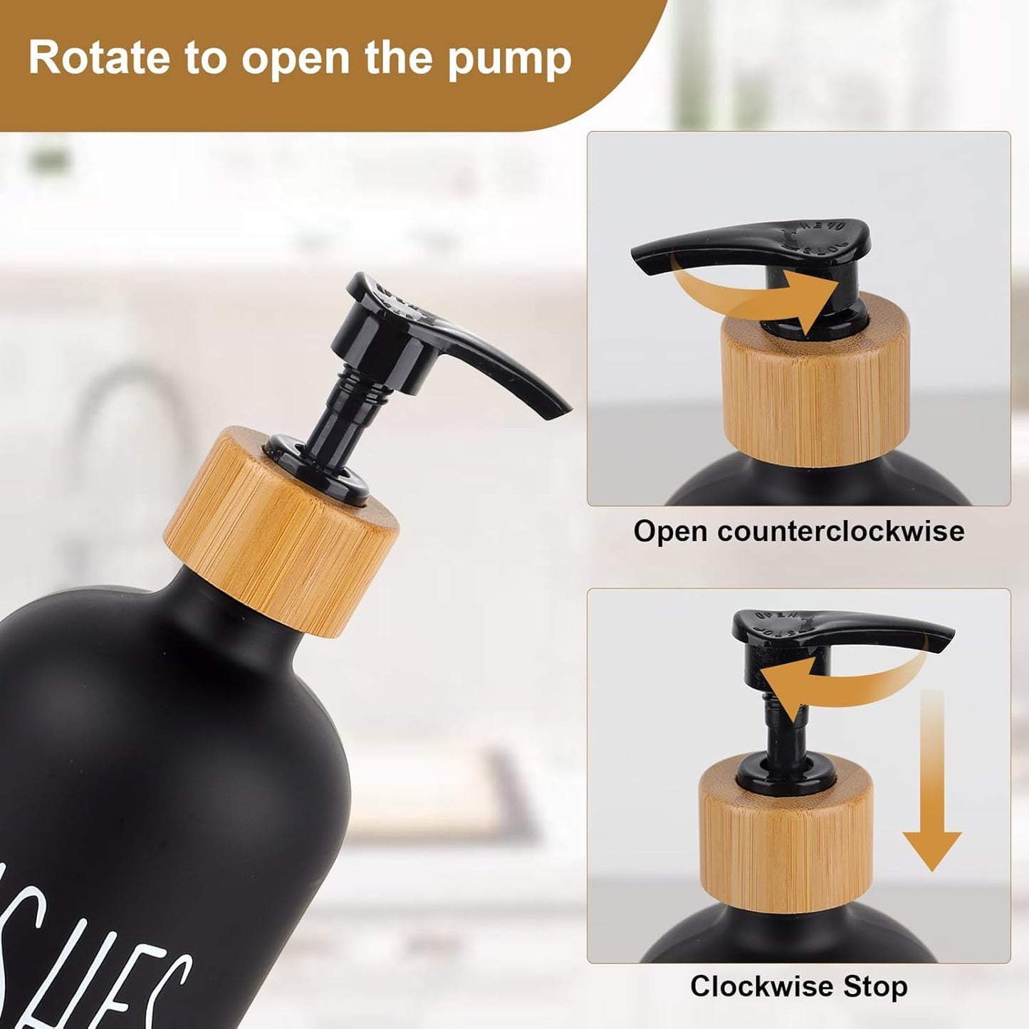 LIFEEZY Premium Quality Glass Soap Dispenser Set with Bamboo Tray - 2 pcs Hand & Dish Soap Dispenser for Rustic Kitchen Decor, Refillable Dispensers