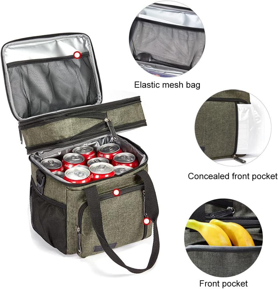Lunch Bag Women Insulated Lunch Box for Work, Purple Expandable Large Lunch Bags, Leakproof Double Deck Lunch Box Cooler Bag(Purple)