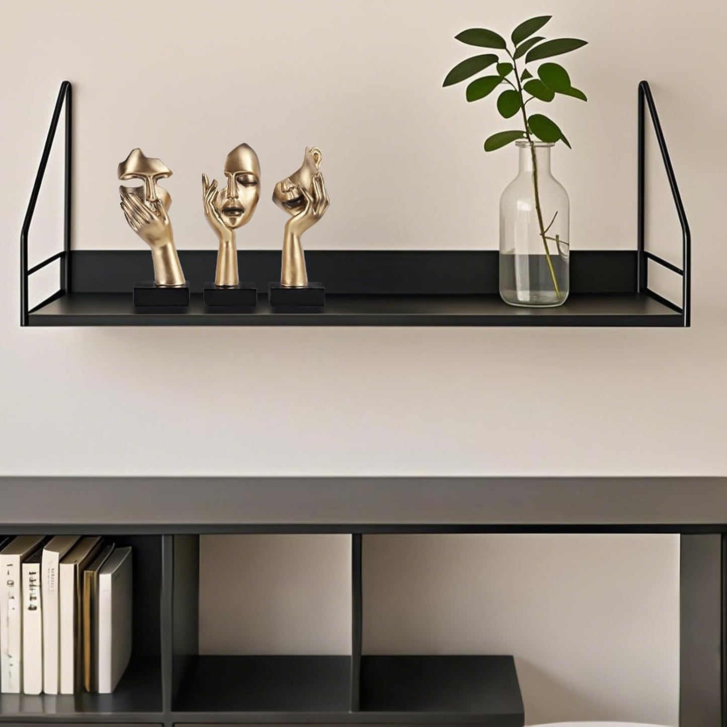 oliruim 3 Pcs Thinker Small Statue Set - Black Gold Abstract Art Figurines Home Living Room Aesthetic Decor Floating Shelf Coffee Table Office Desk Bathroom Counter Decor (3 PCS Gold)