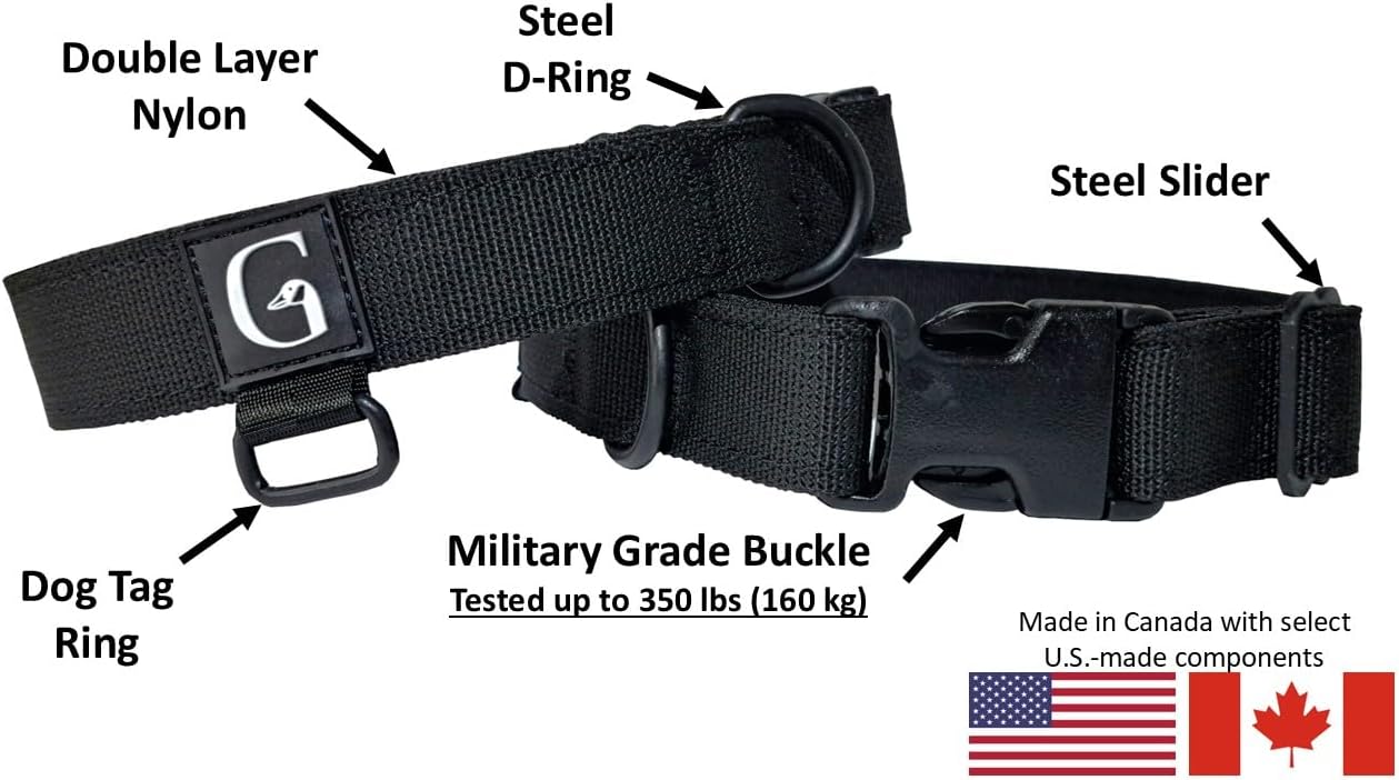 GOOSEMAN’S Gear - Dog Collar Medium and Large Breed - Made in Canada - Military Grade Buckle (Collier Pour Chien) (Ranger Green, X-Large)