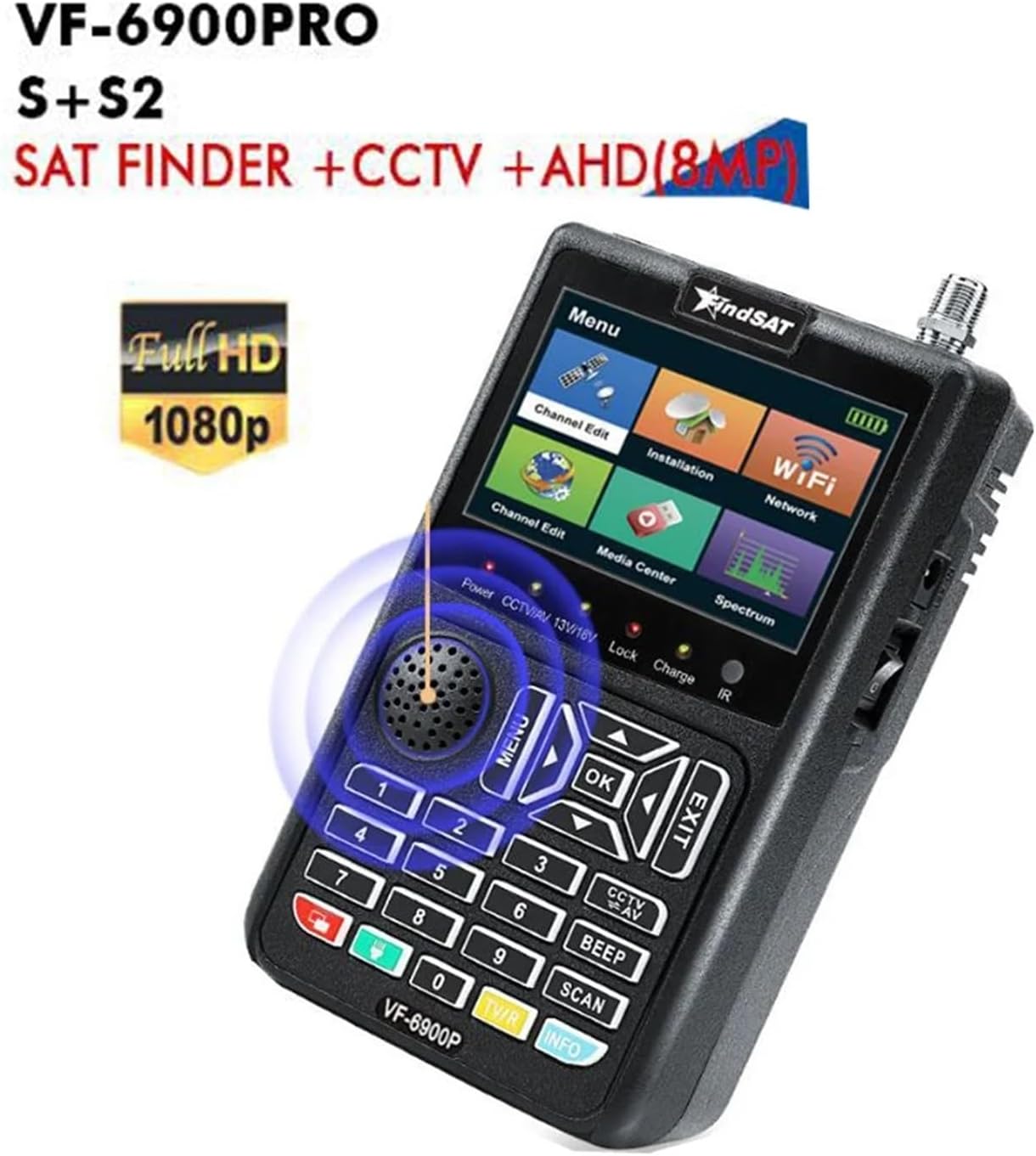 VF-6900P HD Digital Satellite Finder DVB-S/DVB S2/MPEG2 Sat Finder Meter SatelliteTV Receiver Tuner Vs ST-5150 KPT-716TS(VF6900P)