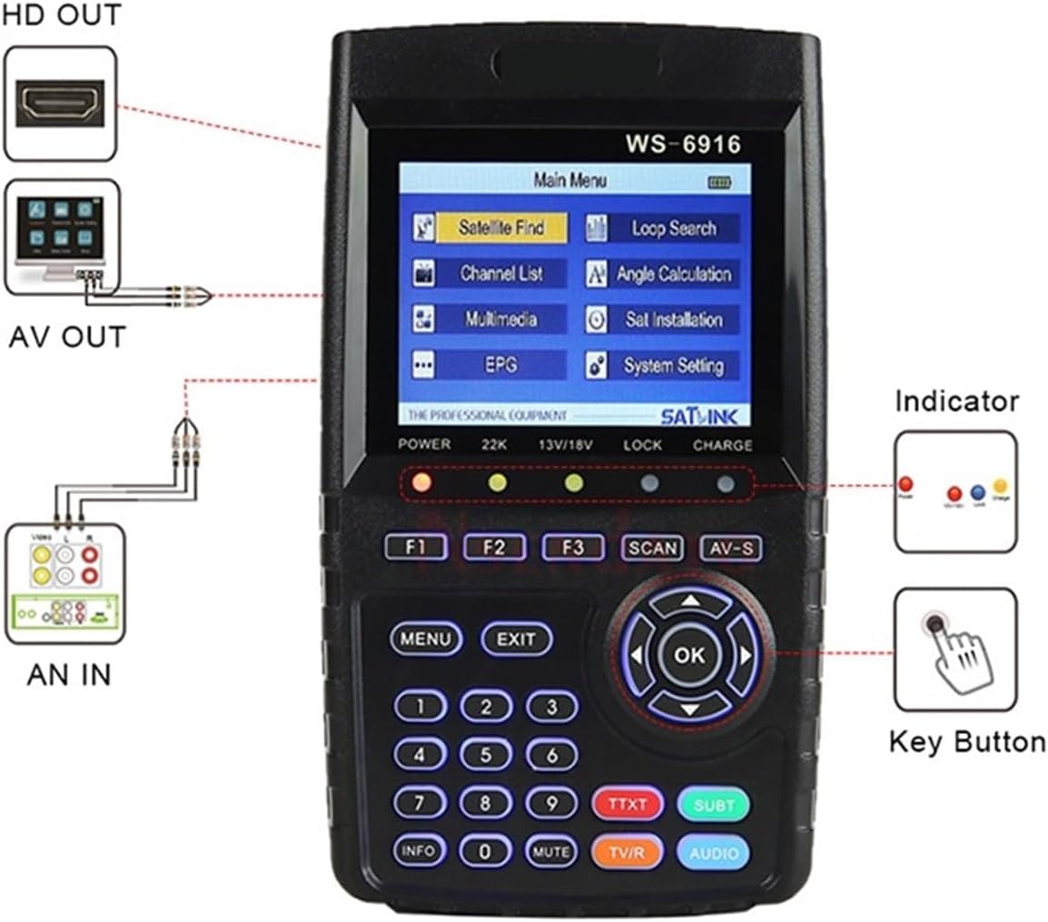 WS-6916 DVB-S2/S Sat Finder Satellite Receiver Satellite Signal Finder Meter for Dish Network Directv
