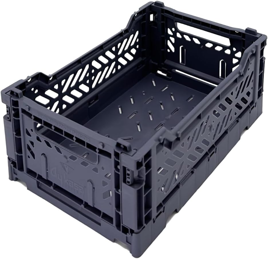 AYKASA Collapsible Storage Bins, Plastic Crate for Storage, Collapsible Crate, Utility Stackable Box (Small, Arctic blue)
