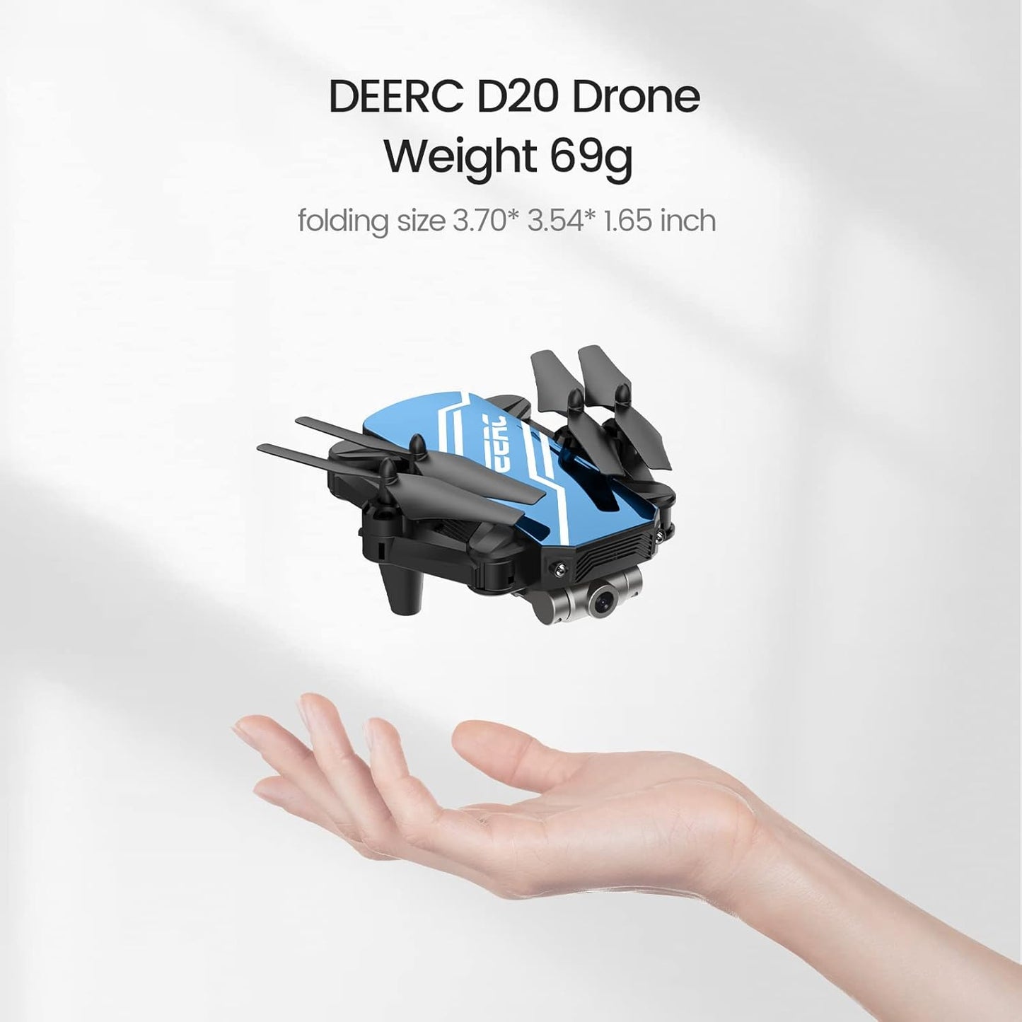 DEERC D20 Mini Drone Foldable for Kids with 720P HD FPV Camera Remote Control Toys Gifts for Boys Girls with Tap Fly,Auto Hover,Voice/Gesture Control,Speed Adjustment,2 Batteries,3D Flip