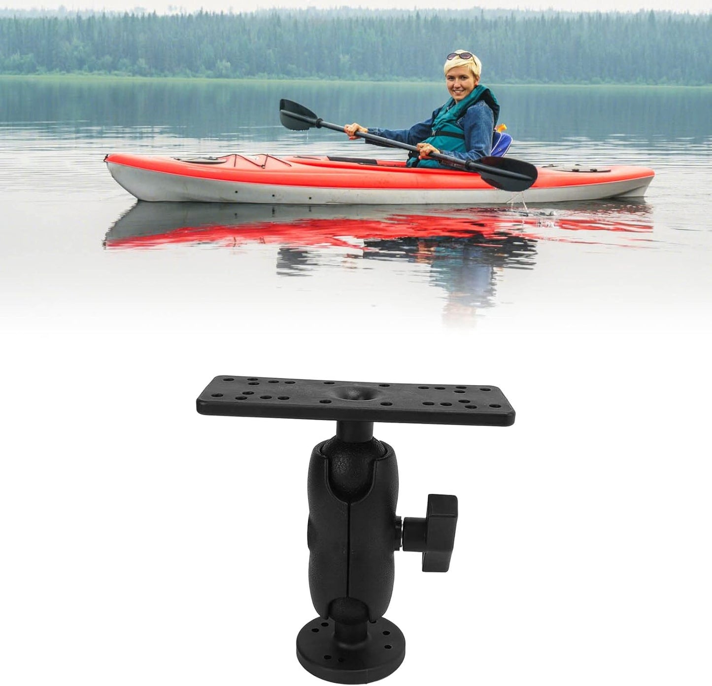 Fish Finder Mount Base, Universal 360 Degree Swivels Kayak Electronic Fish Finder Mount GPS Plate Rotating Supporter for GPSMAP