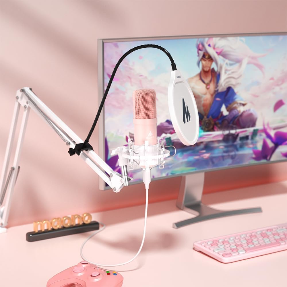 USB Microphone, MAONO 192kHz/24Bit Plug & Play PC Computer Podcast Condenser Cardioid Metal Mic Kit with Professional Sound Chipset for Recording, Gaming, Singing, YouTube (AU-A04)