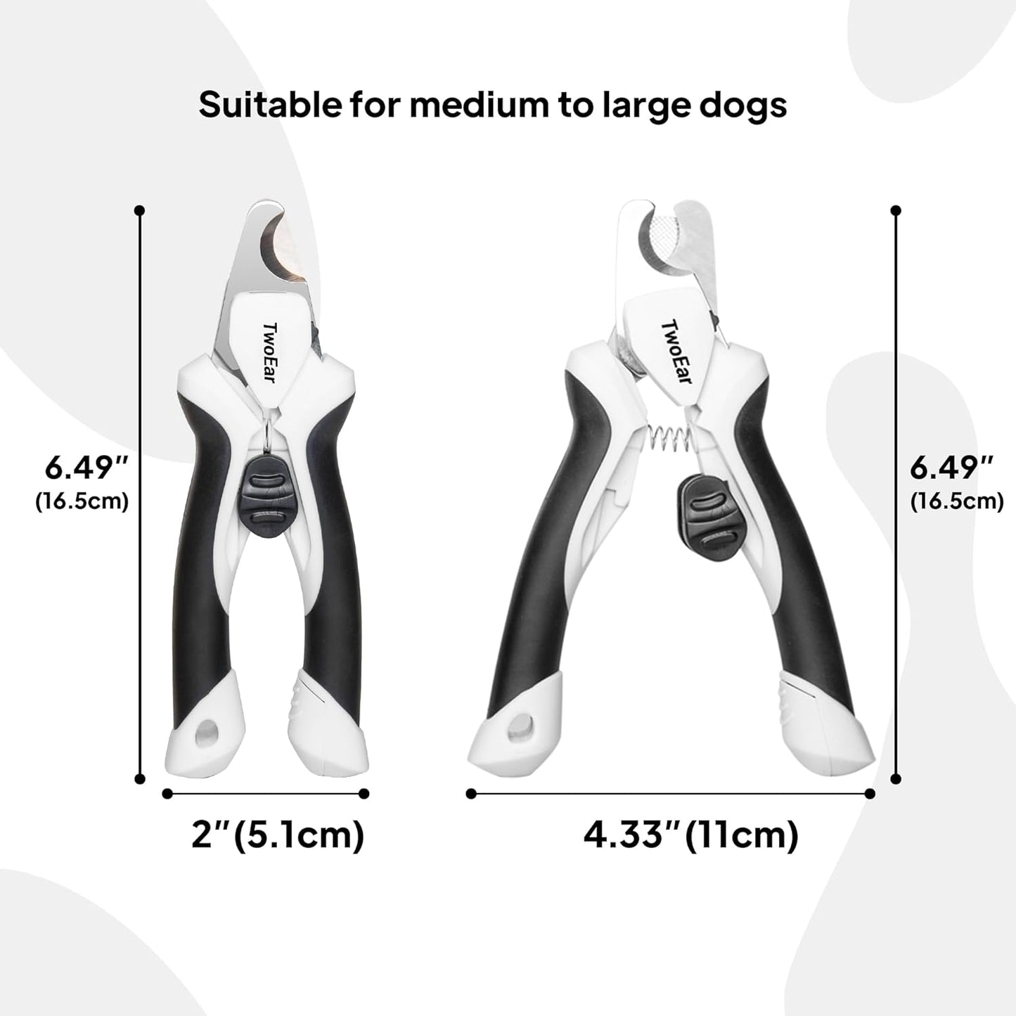 TwoEar Dog Nail Clippers with Light, Dog Nail Trimmers with Quick Sensor & Safety Guard, Razor Sharp Blade, LED Pet Nail Clippers/Dog Toenail Clippers for Medium Large Dogs, Black - PuriLite