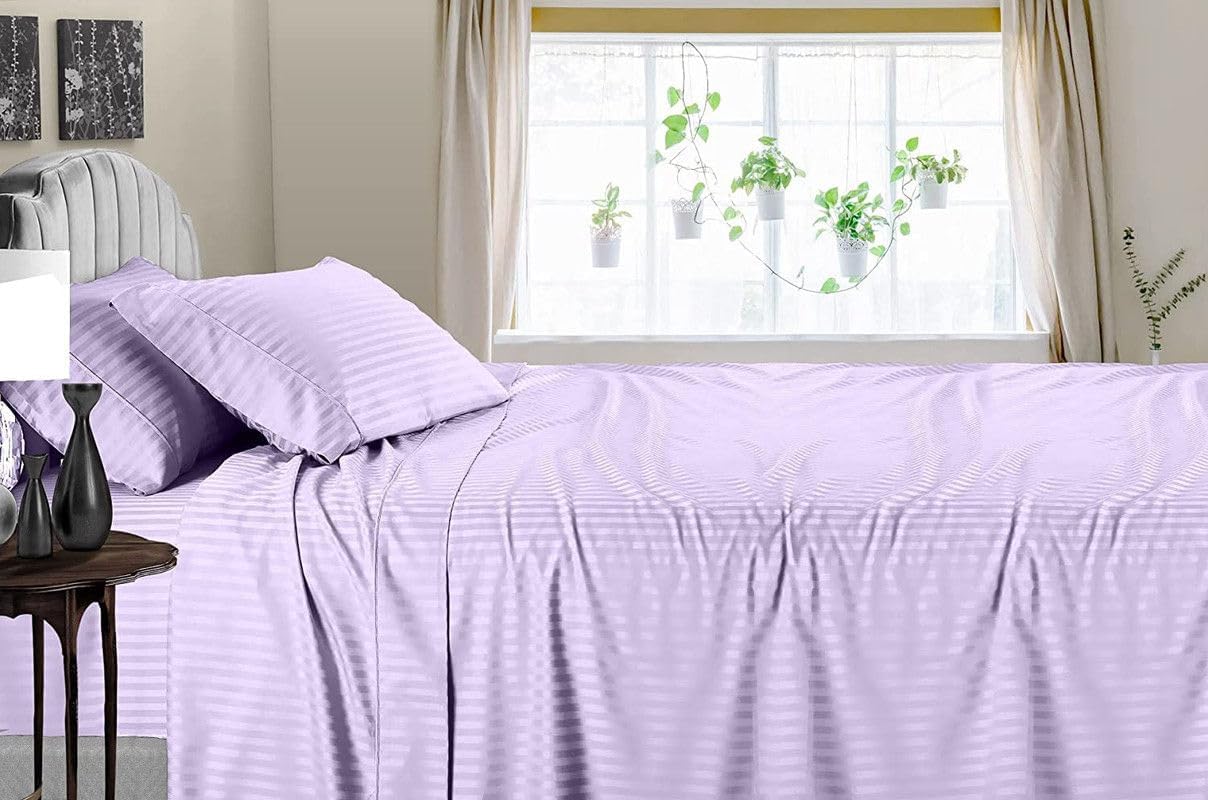 Linen Sheets 100% Egyptian Cotton- Twin-XL Sheet Set 4 Piece- 1000 Thread Count- Fits Upto 18" Deep Pocket- Long Staple Cotton Bedding, Sateen Weave-Light Blue Solid
