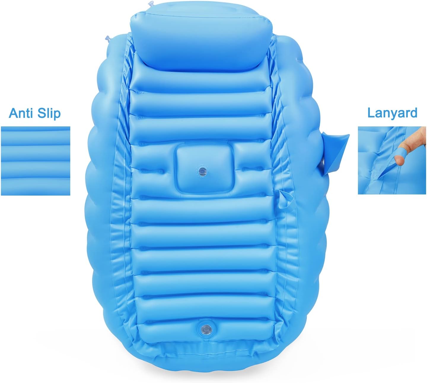 PandaEar Inflatable Baby Bathtub, Portable Travel Baby Bath Tub Toddler Bathtub with Air Pump, Foldable Non-Slip Shower Basin Mini Air Swimming Pool for Newborn (Blue)