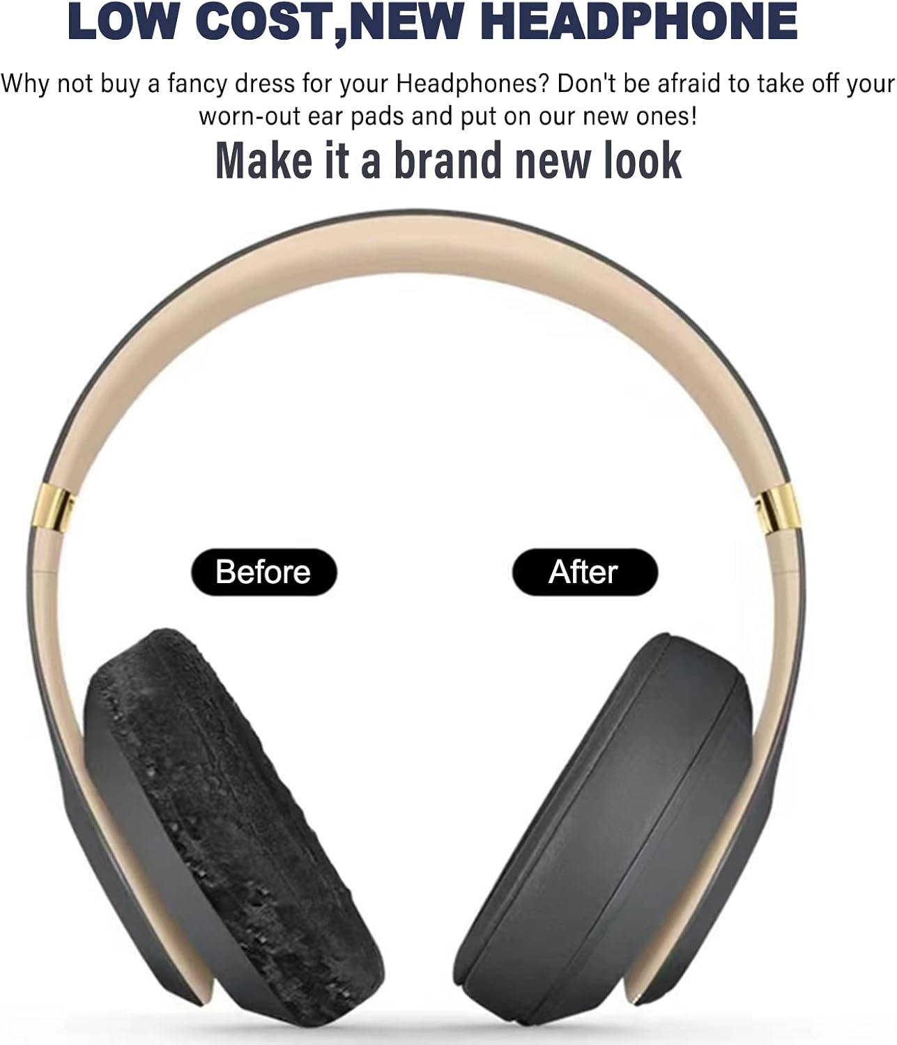 Studio 3 Ear Pads Cushions Replacement Earpads for Beats Studio 2 & Studio 3 Wired & Wireless Headphones,Ear Cushions Memory Foam Earpads with Soft Protein Leather Replacement Parts -White Floral