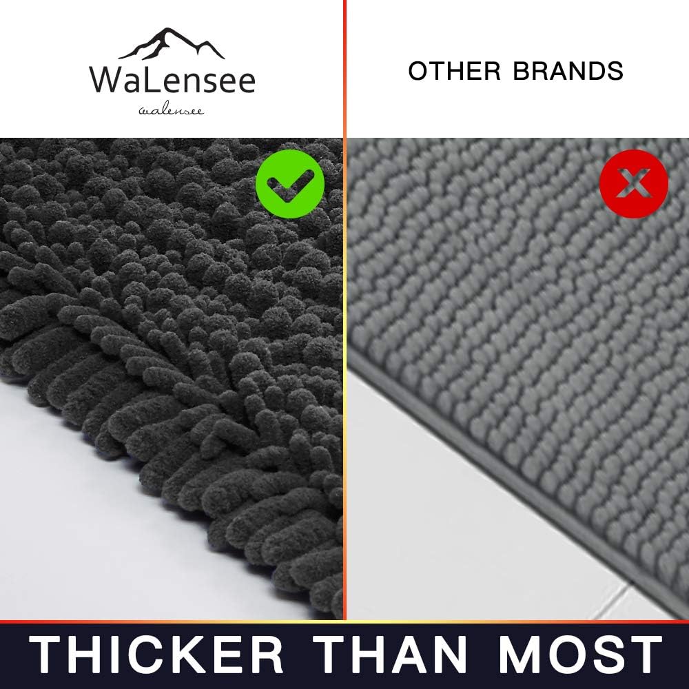 Walensee Bathroom Rug Non Slip Bath Mat (24x17 Inch Blush) Water Absorbent Super Soft Shaggy Chenille Machine Washable Dry Extra Thick Perfect Absorbant Best Small Plush Carpet for Shower Floor