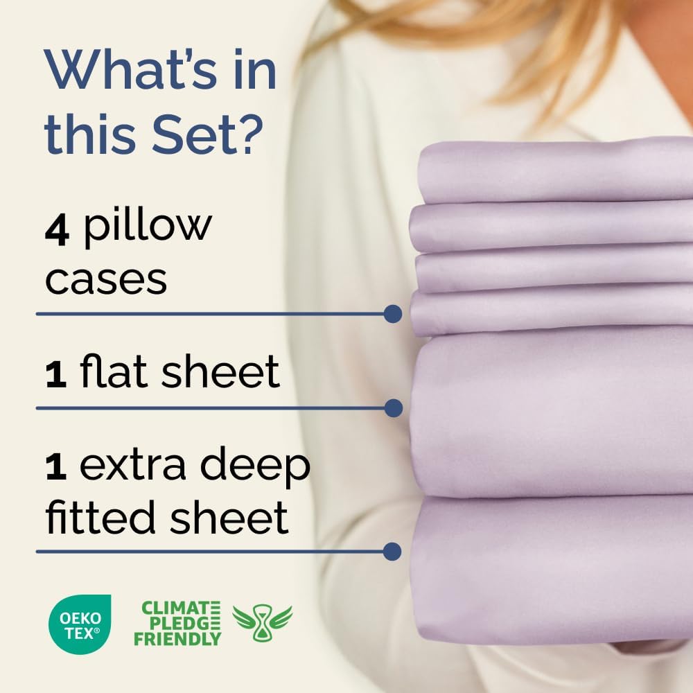 Extra Deep Queen Sheet Set - 6 Piece Breathable & Cooling Sheets - Hotel Luxury Bed Sheets Set - Easy & Secure Fit - Soft, Wrinkle Free & Comfy Sheets Set - White Sheet Set w/Extra Deep Pockets