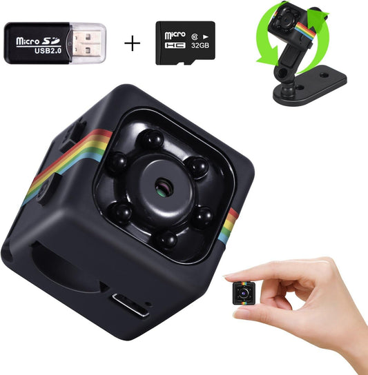 Spy Camera No WiFi, Bextgoo Hidden Camera with 32GB Memory Card, Mini Camera, 12MP Photo Shoot, 1080P Video, Night Vision, Motion Detection, 360°Rotation Bracket