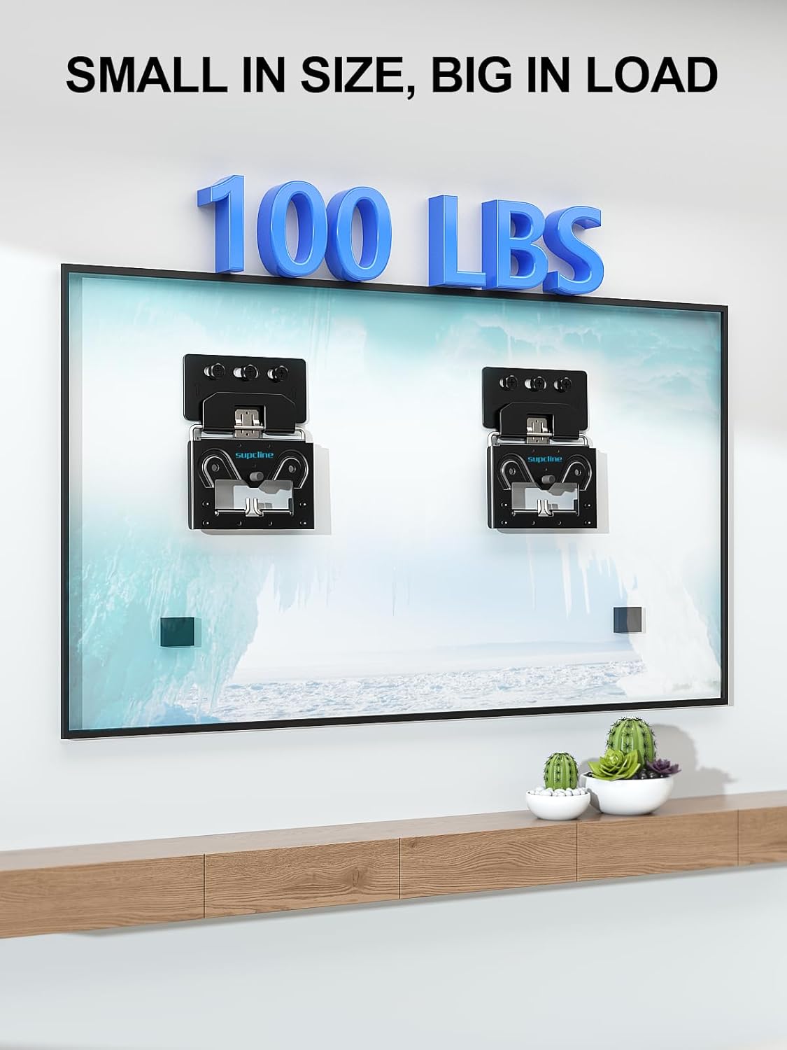 Supcline Ultra Slim TV Wall Mount Compatible with 14"- 80" Flat & Frame TVs, 0.3" Micro-Gap Low Profile TV Mount, Minimalist Look, Blends Any Interior, Hold up to 100Lbs, Not for 100x100 Vesa