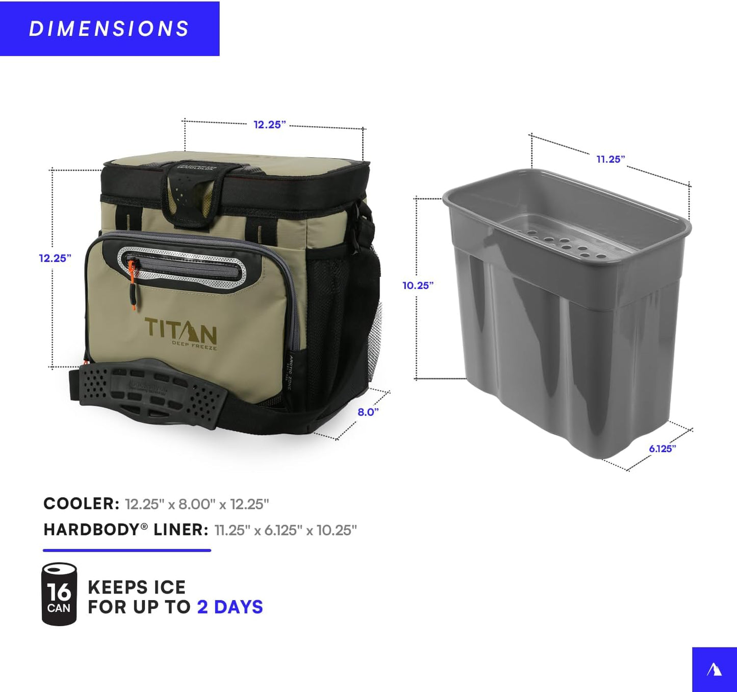 Arctic Zone Titan Deep Freeze 16 Can Zipperless Hardbody Cooler, Moss