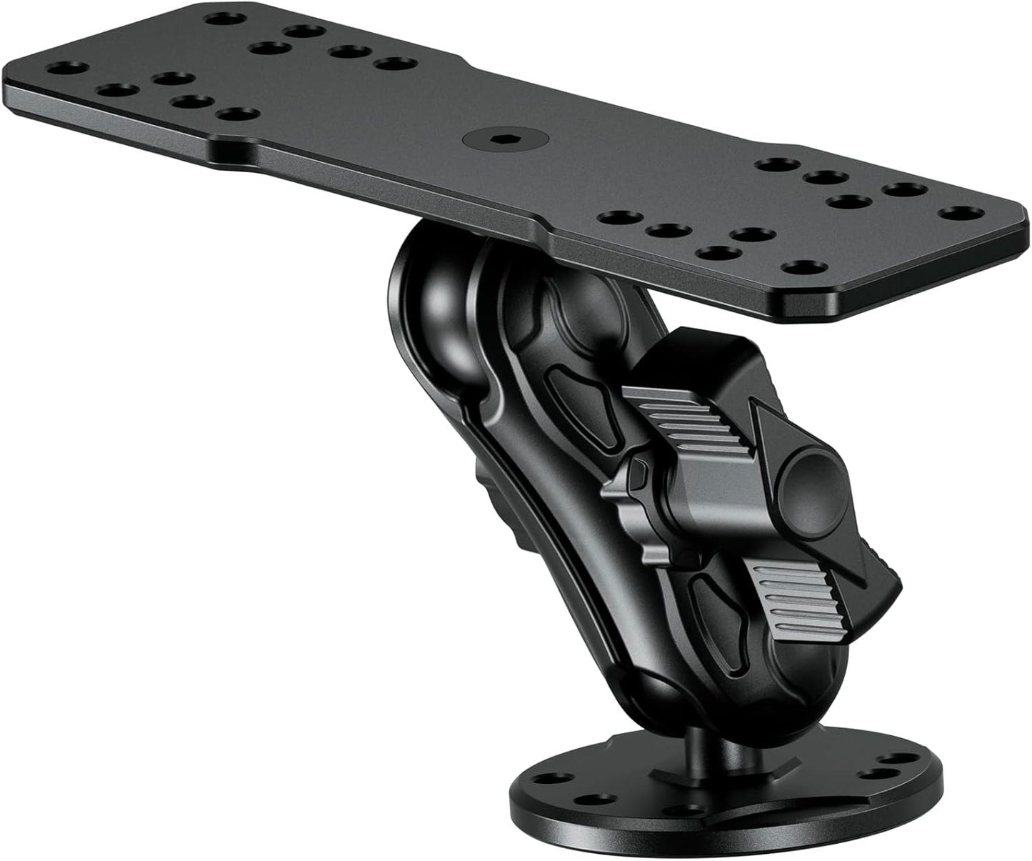 VAZESWIN Aluminum Alloy Fish Finder Mount with B Size 1" Ball Rectangle Plate & Round Base, 3.5" Medium Arm Marine Electronic Mount Compatible with Garmin, Lowrance, Humminbird, Raymarine and More