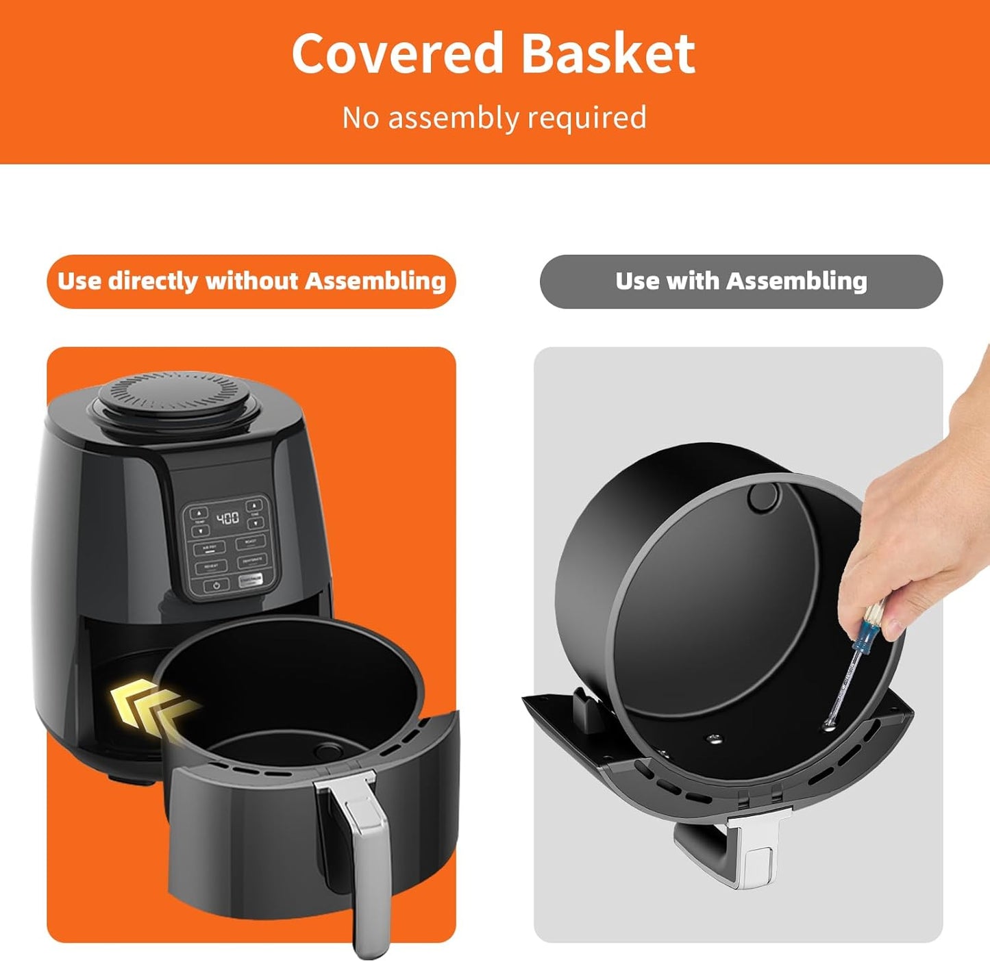 Air Fryer Basket Replacement Basket and Tray for Ninja AF161, Air Fryer Accessories for Ninja AF150 and AF161, Non-Stick Air Fryer Basket with Cover for Ninja AF150 and AF161, Dishwasher-Safe Basket