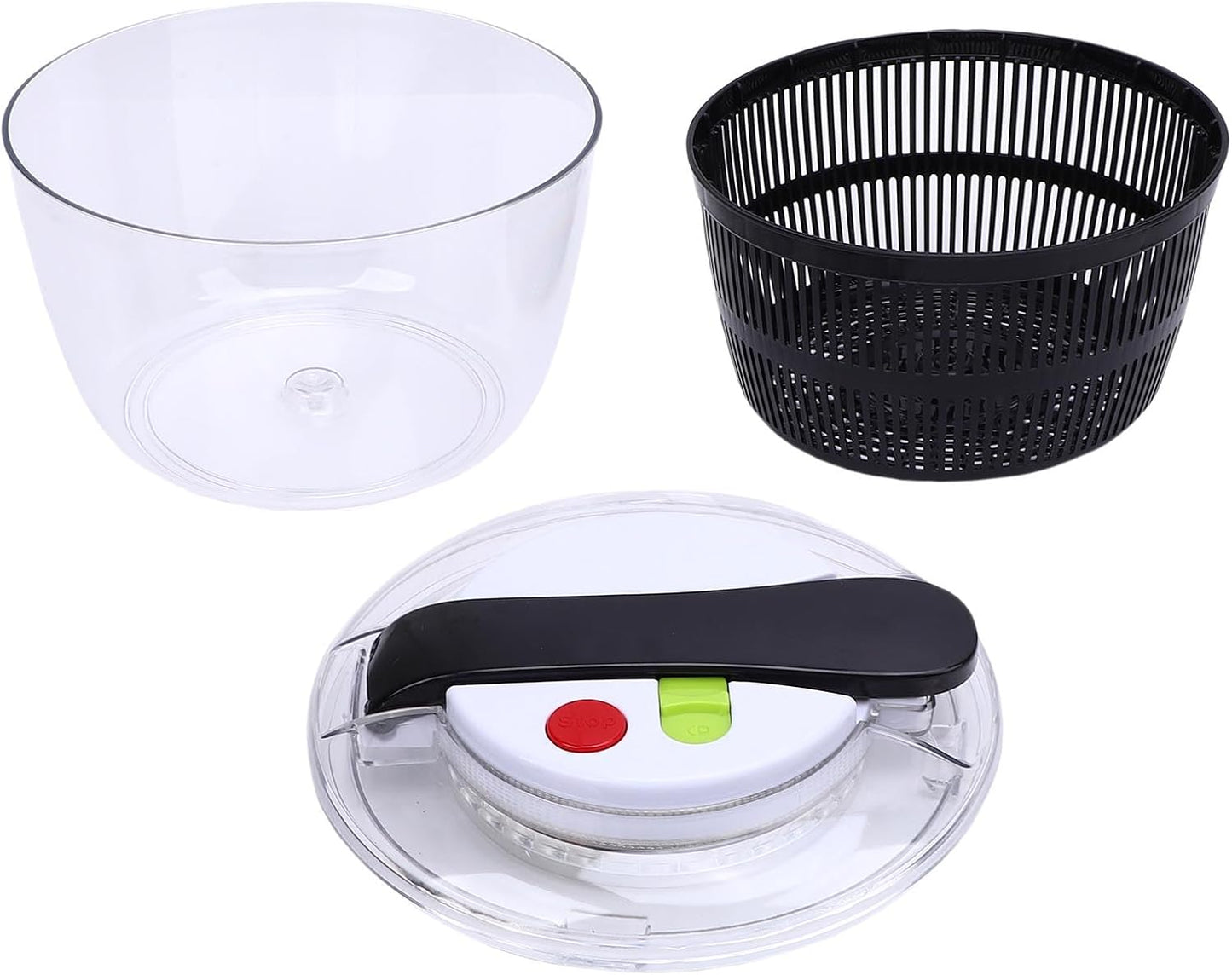 SENECESLI Salad Spinner, Easy Press Vegetable Dryer PP for Lettuce (Black)