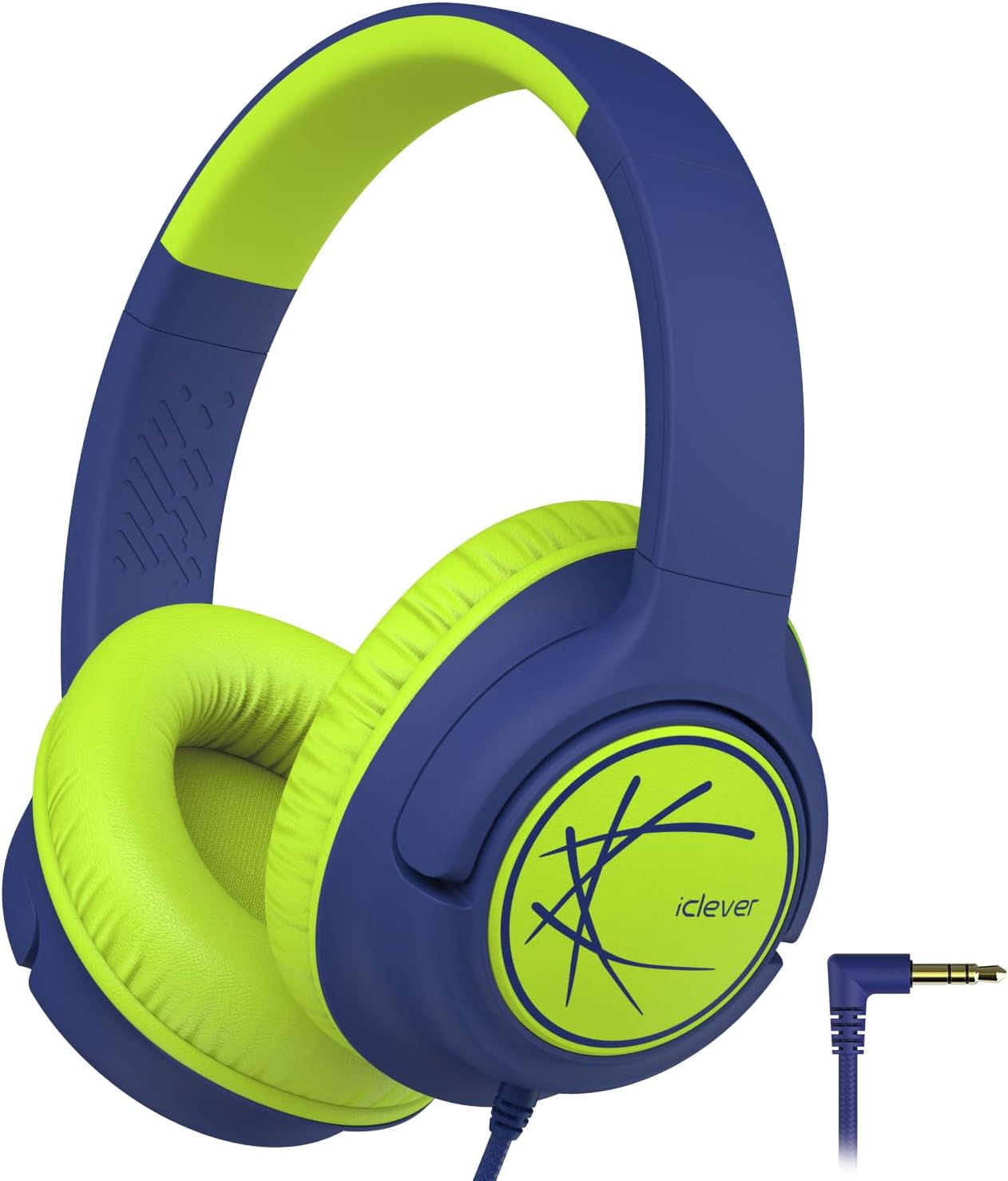 iClever Kids Headphones with Cord, 85dBA Safe Volume Wired Headphones for Kids, Stereo Sound Foldable Adjustable, 3.5mm Jack, Over Ear for School/Boys/Girls/iPad/Tablet/Travel, Blue