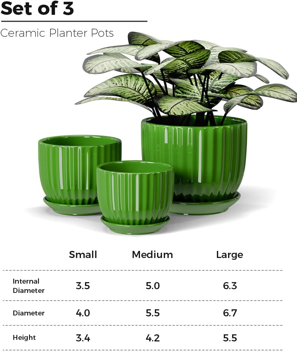 Purilite Select 3-Piece Ceramic Indoor Planter Set
