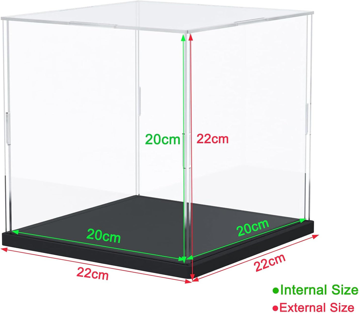 Thickened Clear Acrylic Display Case for Lego 10330 43268 76450 42170 10295 10353 Collectibles, Transparent Box Dustproof Protection with Wood-Plastic Base & String Light, Black Inside 40x20x20cm