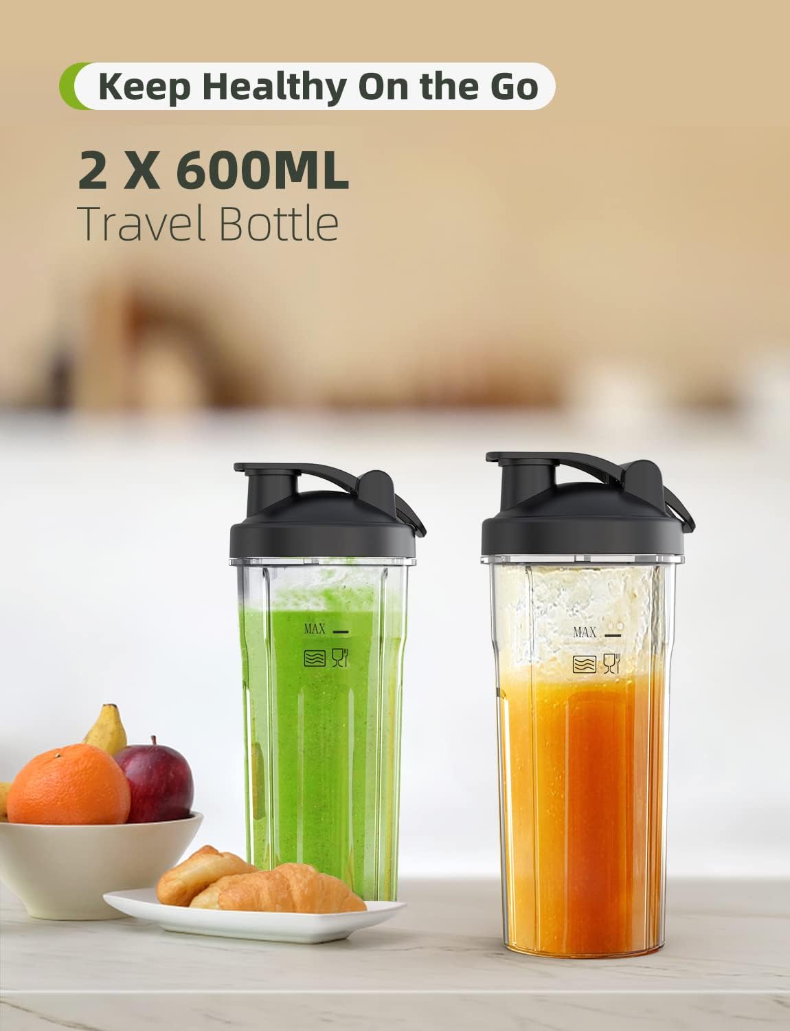 Smoothie Blender Syvio 600W,Juice and Shakes,Personal Blender with 2 Speed Control, Mini Blender with 2 BPA-Free 20 Oz Portable Blender Cups,Nutritious Recipe,Personal Blenders for Smoothies Shake