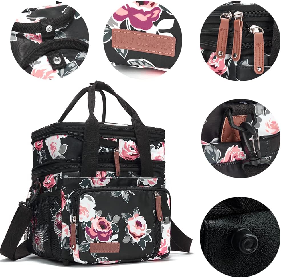 Lunch Bag Women Insulated Lunch Box for Work, Purple Expandable Large Lunch Bags, Leakproof Double Deck Lunch Box Cooler Bag(Purple)
