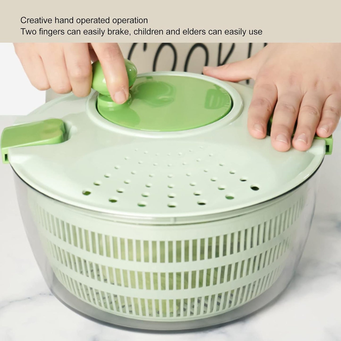 FLEXMAN 4L Salad Spinner, Vegetable Dryer, Multifunction Salad Drainer Bowl, Manual Lettuce Dryer for Dry Freshly Washed Lettuce, Spinach, Cabbage