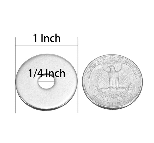 1/4" x 1" Stainless Fender Washer,18-8 (304) Stainless Steel Flat Washer,1/4" ID x 1" OD x 0.074" Thick(40Pcs) - PuriLite