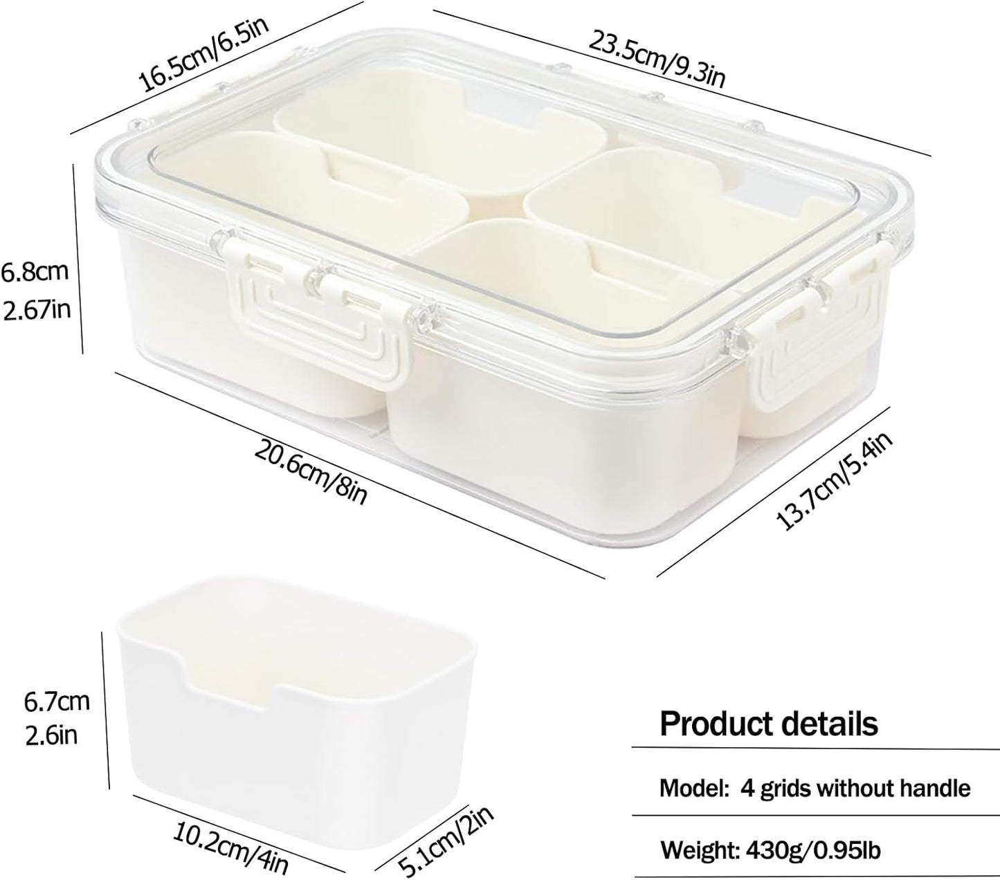 KIGITIONE Snackle Box, Pink 8 Compartments Portable Serving Tray, Divided Snackle Box Container with Lid and Handle, Snack Organizer for Fruits, Snacks, Nuts, Candy, Ideal for Party, Travel & Picnics