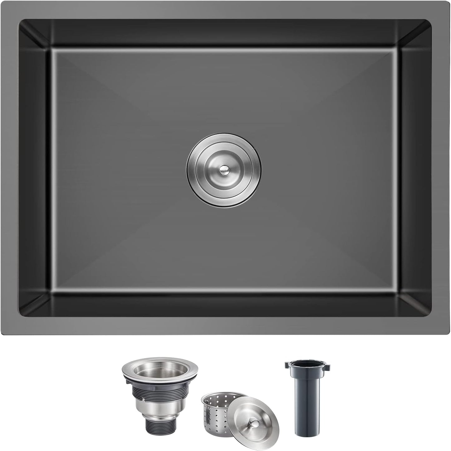 MENATT 20-inch Undermount Kitchen Sink, SUS304 Stainless Steel Handmade Single Bowl Kitchen Sink with Sink Strainer (Brushed), 20"x16"x9"