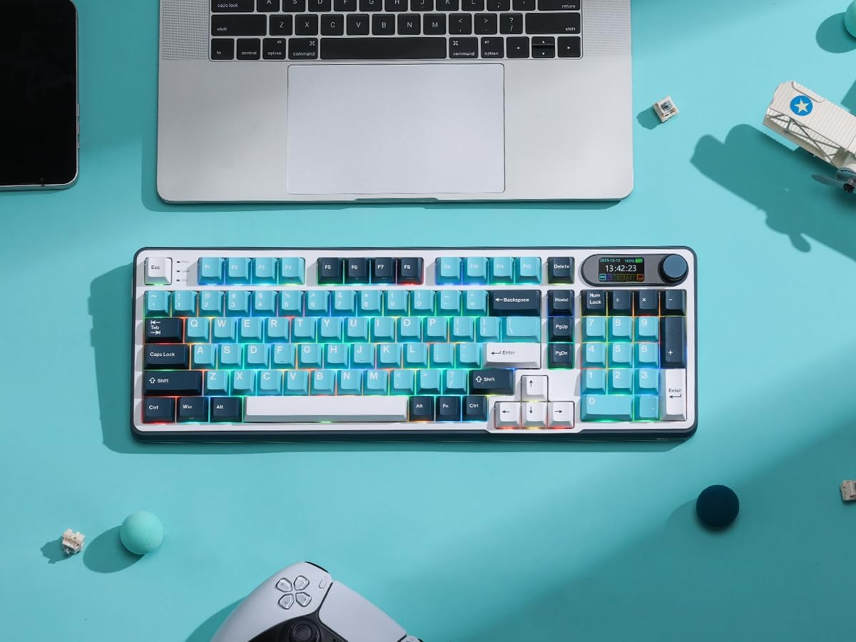 RK ROYAL KLUDGE S98 Mechanical Keyboard w/Smart Display & Knob, Top Mount 96% Wireless Mechanical Keyboard BT/2.4G/USB-C, Hot Swappable, Software Support, Massive Battery, 98 Keys