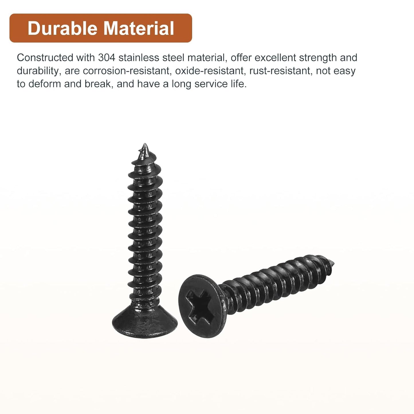 DTGN 100Pcs #6x1/2 Flat Head Wood Screws, 304 Stainless Steel Phillips Self Tapping Screws - Good for Woodworking, Furniture - Silver