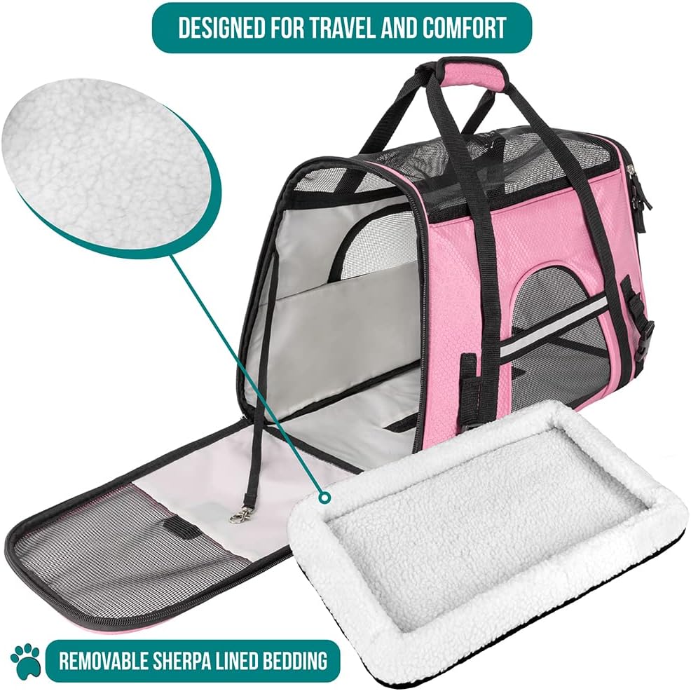 Premium Airline Approved Soft-Sided Pet Travel Carrier by PetAmi | Ventilated, Comfortable Design with Safety Features | Perfect For Plane or Car | Ideal for Small to Medium Sized Cats, Dogs, and Pets