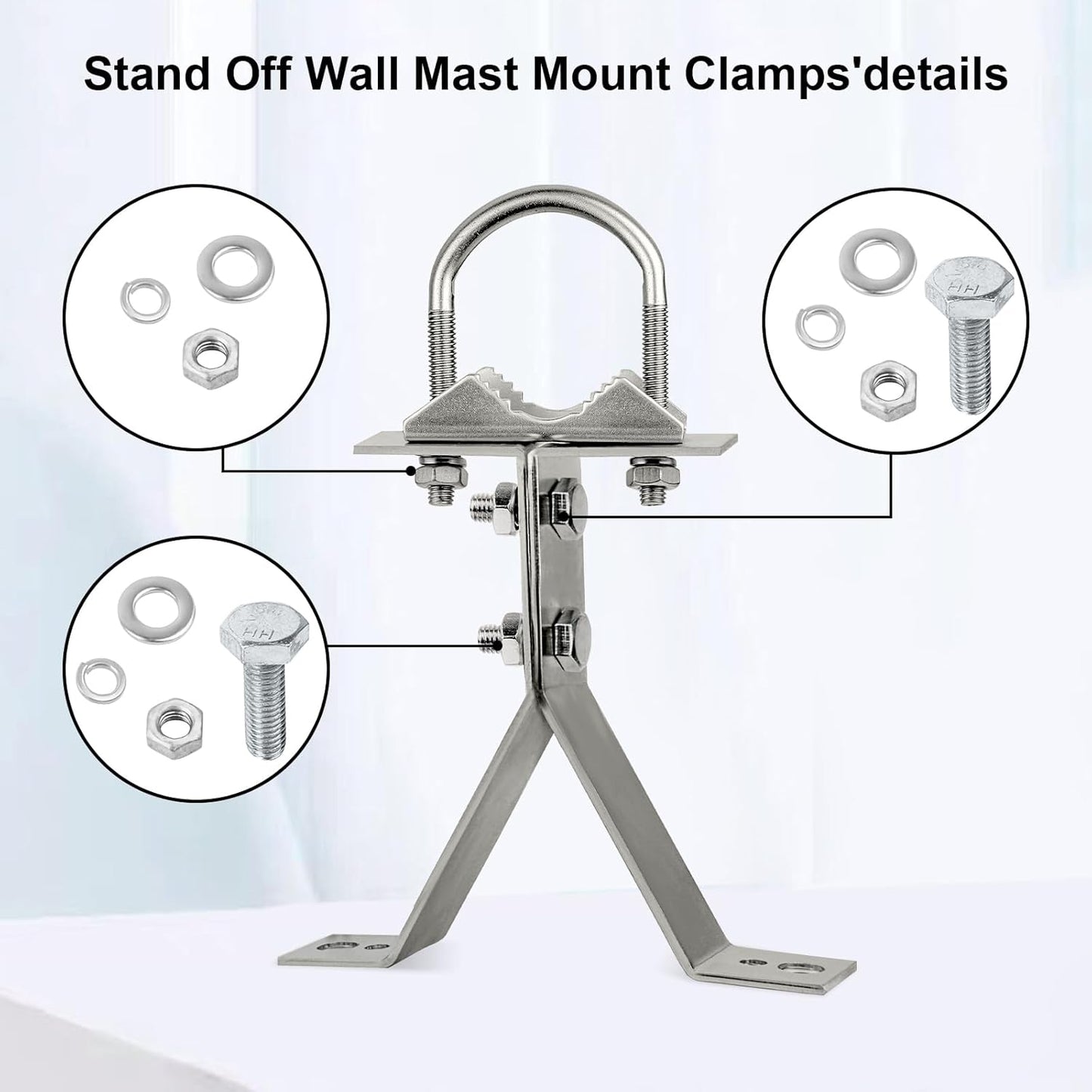 XRDS-RF 16 Inch Heavy-Duty Wall Mount Stand Off Mast for TV Antenna - Windproof Mounting Bracket (2-Leg + 2-Leg)