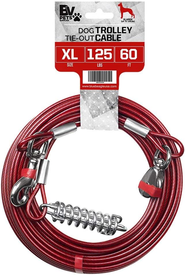 BV Pet Small Tie Out Cable for Dog up to 35 Pound, 25-Feet