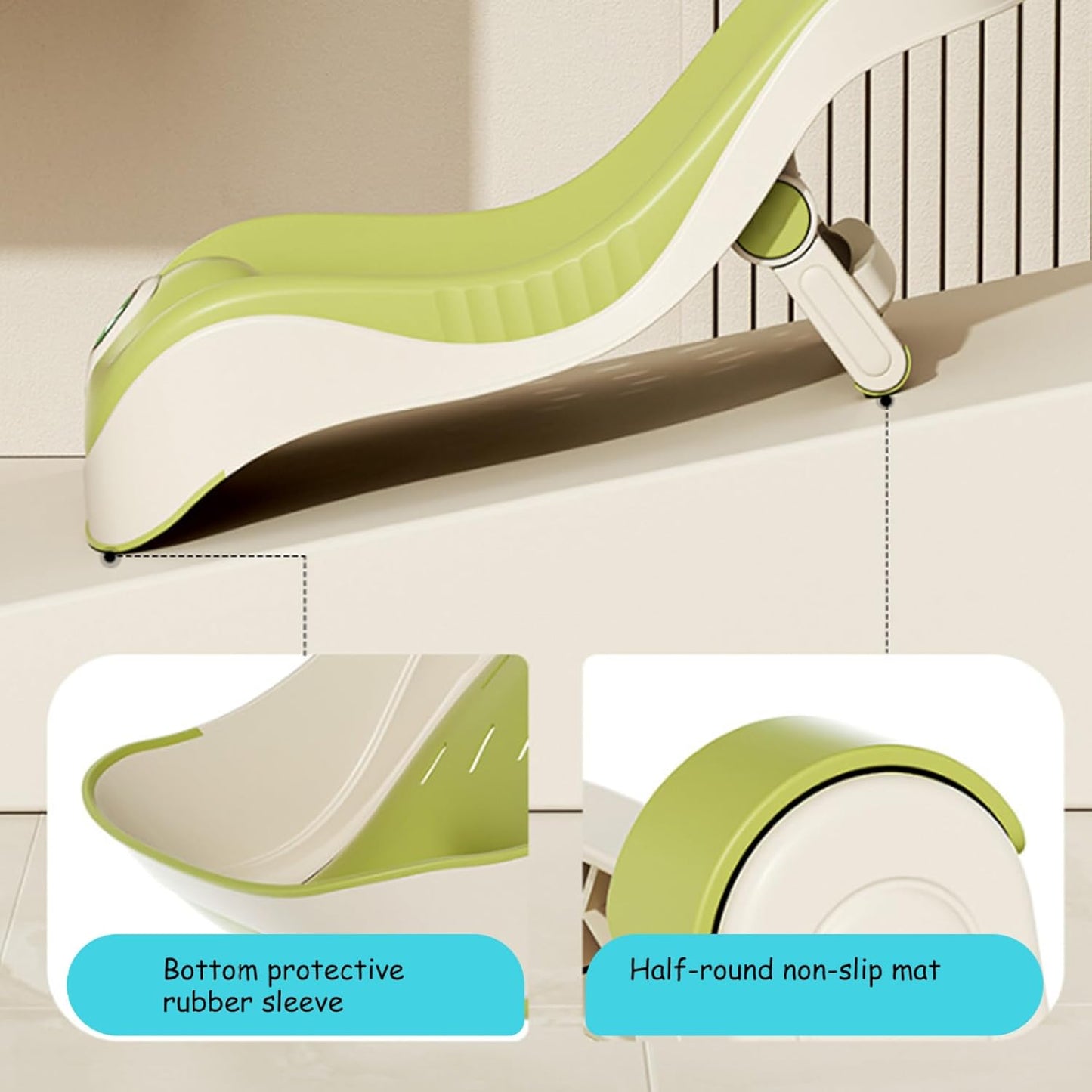 Baby Sink Bath, Adjustable Height Ergonomic Baby Bath Support with Temperature Reminder & Drainage Hole, Foldable Portable Infant Bathtub with Hook for Home Travel, Green, Sink Bather for