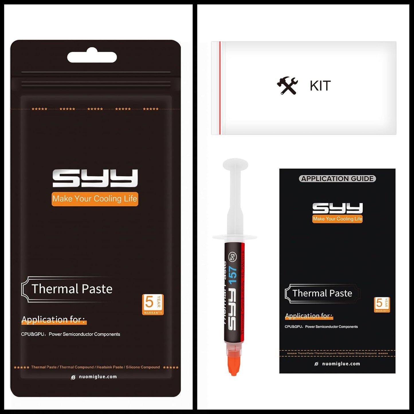 Thermal Paste, SYY 4G with Toolkit CPU Paste Thermal Compound Paste Heatsink for IC/Processor/CPU/All Coolers, Carbon Based High Performance, Thermal Interface Material