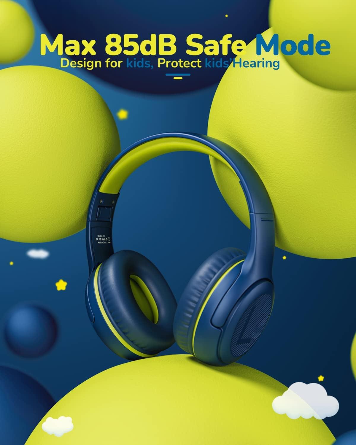 awatrue Kids Headphones with Microphone, Wired Headphones for Kids 85/94dB Safe Volume Limit, Over Ear Headsets, Boys Girls Childrens Headphones for School/Travel/Fire Tablet/BlueOrange
