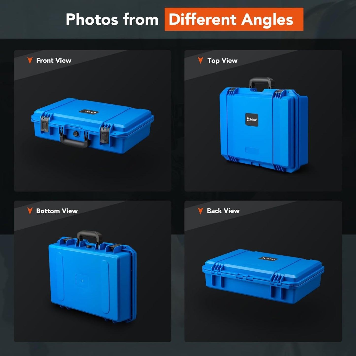 Lykus HC-4410 Waterproof Hard Case with Customizable Foam Insert, Interior Size 17.32x11.42x4.72 in, Suitable for up to 16" Laptop,Starlink Mini,Keyboard,Drill,Audio Mixer,mic,Flashlight,and More