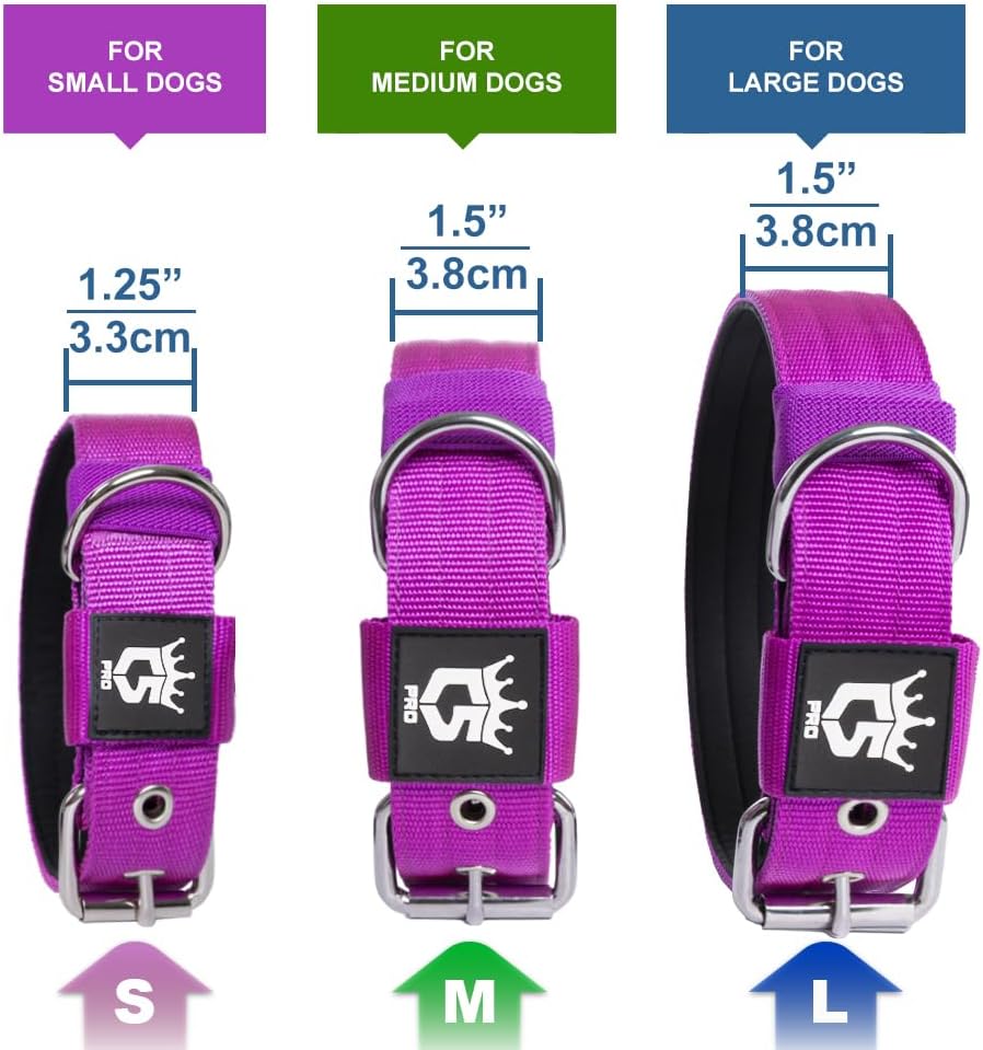 TSPRO Tactical Dog Collar 1.5 inch Wide Dog Collar Military Grade Strong Dog Collar Thick Dog Collar Heavy Duty Metal Buckle Dog Collar(Green-L)
